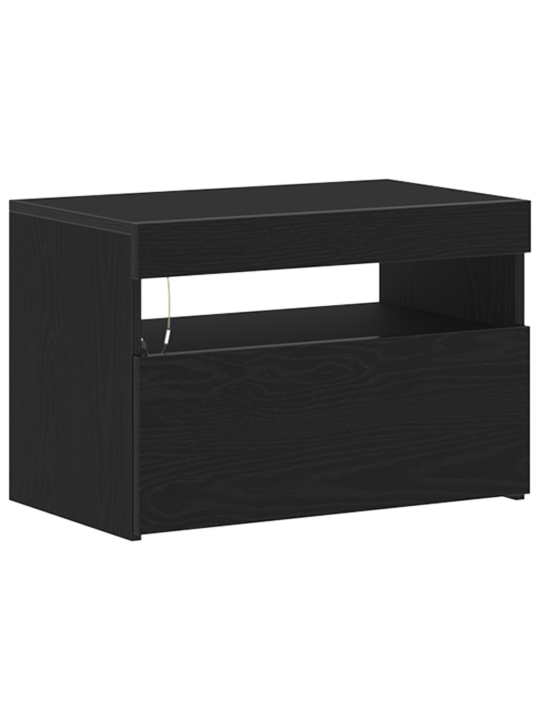 Öökapp led-valgustitega must tamm 60x35x40 cm töödeldud puit