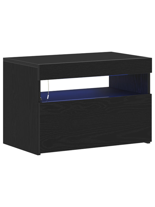 Öökapp led-valgustitega must tamm 60x35x40 cm töödeldud puit