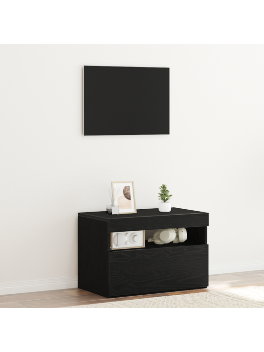 Öökapp led-valgustitega must tamm 60x35x40 cm töödeldud puit