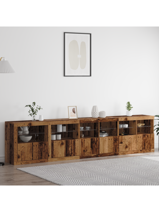 Kapp koos led valgusega vanast puust 283x37x67 cm töödeldud puit