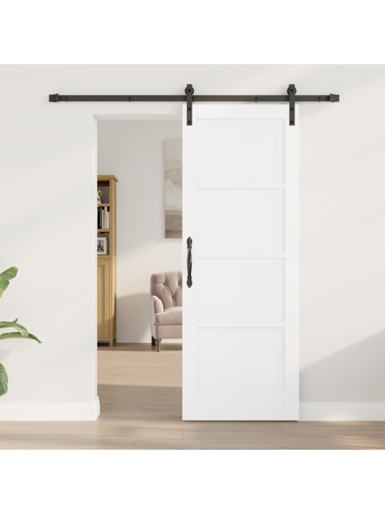 Libistatav uks koos riistvarakomplektiga valge 73.5x198.5 cm tugevdatud puit