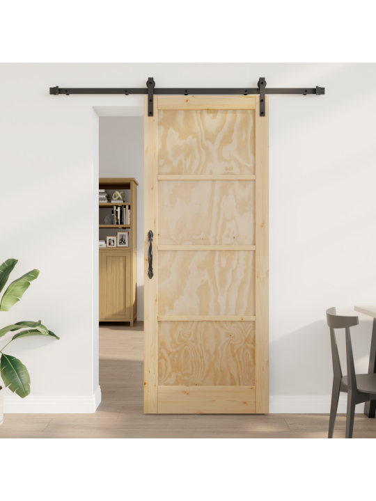 Libisev uks riistvarakomplektiga 83x211 cm massiivne puidust mänd