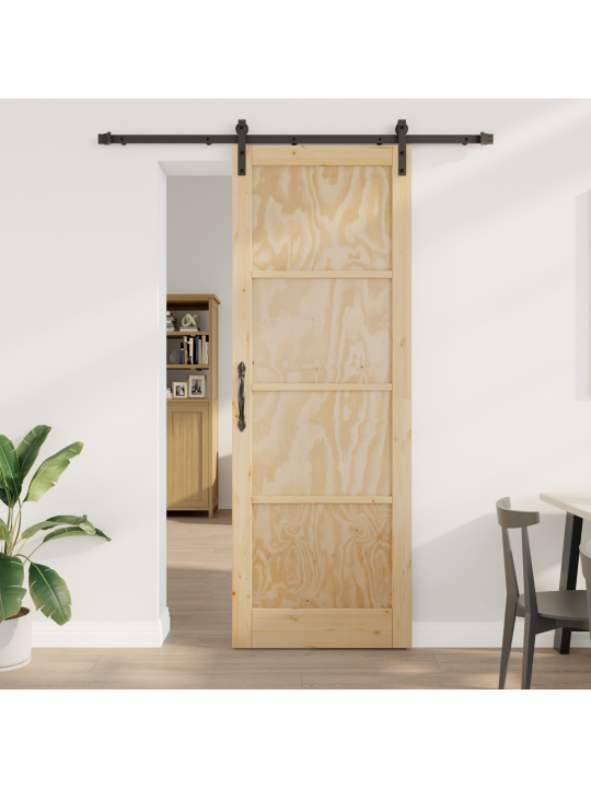 Libisev uks koos riistvarakomplektiga 83x232 cm tugev männipuit