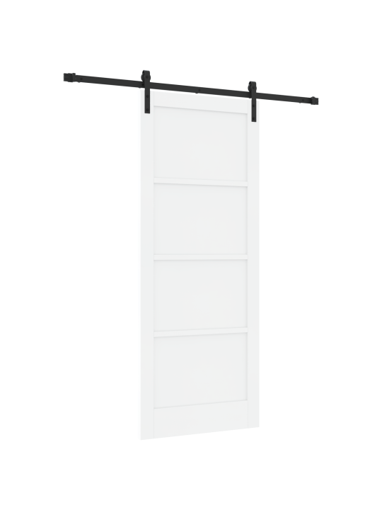 Libisev uks koos varustuskomplektiga valge 86x211 cm solidpuit plaat