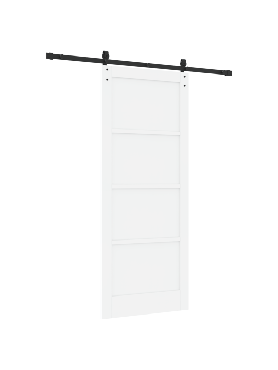 Libisev uks koos varustuskomplektiga valge 86x211 cm solidpuit plaat