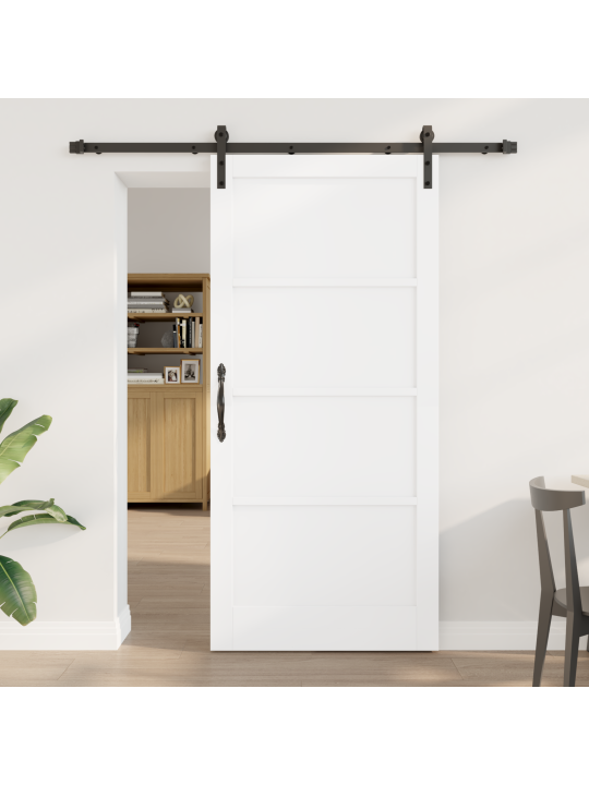 Libistatav uks koos riistvarakomplektiga valge 93x202 cm männipuit