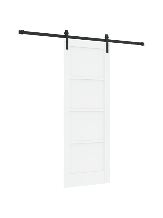 Libistav uks koos riistade komplektiga valge 73.5 x 198.5 cm tugev puit mänd