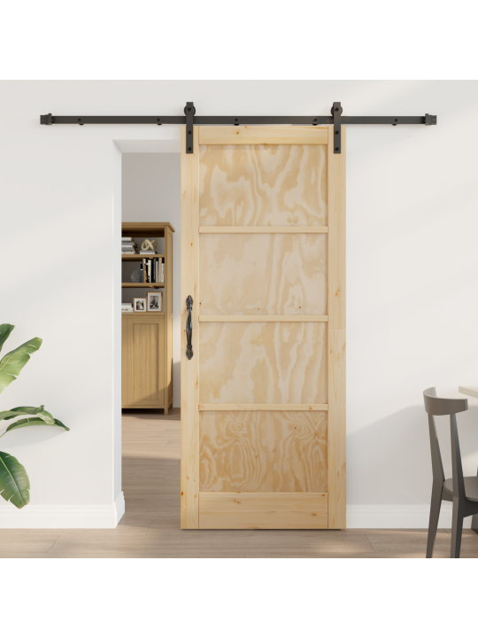 Libisev uks koos tarvikute komplektiga 83x202 cm massiivpuust männist