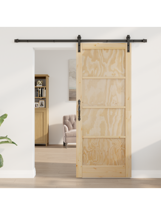 Libisev uks koos tarvikute komplektiga 83x202 cm massiivpuust männist
