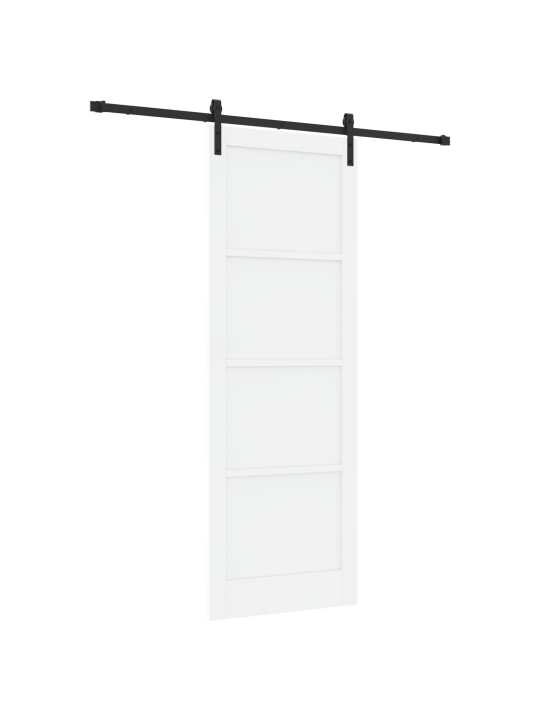 Libisev uks koos tarvikute komplektiga valge 83x232 cm tugevast puidust kuusk