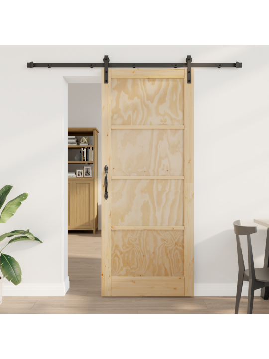 Libisev uks koos riistvarakomplektiga 86x211 cm karm puit männipuu