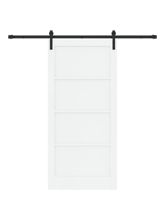 Libisev uks koos tarvikute komplektiga valge 93x202 cm massiivne puu mänd
