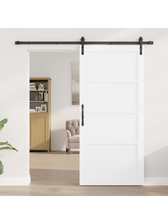 Libisev uks koos tarvikute komplektiga valge 93x202 cm massiivne puu mänd