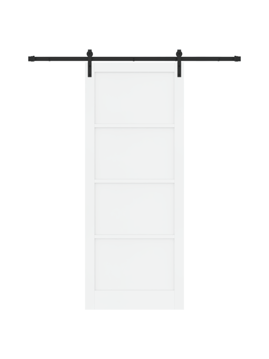 Libisev uks koos riistvarakomplektiga valge 93x232 cm massiivpuust männist