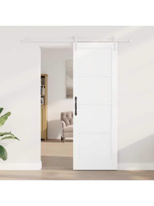 Libisev uks koos tarvikute komplektiga valge 73.5x211 cm massiivne puit mänd