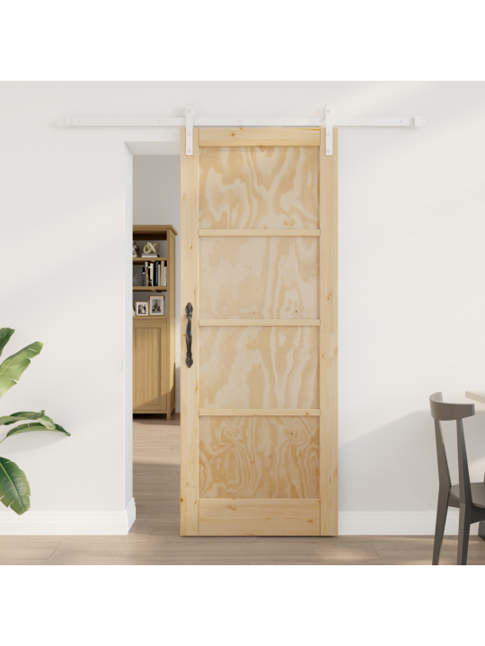 Libisev uks koos tarvikute komplektiga 78x202 cm massiivne männipuit