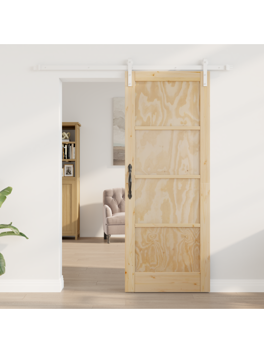 Libisev uks koos tarvikute komplektiga 78x202 cm massiivne männipuit