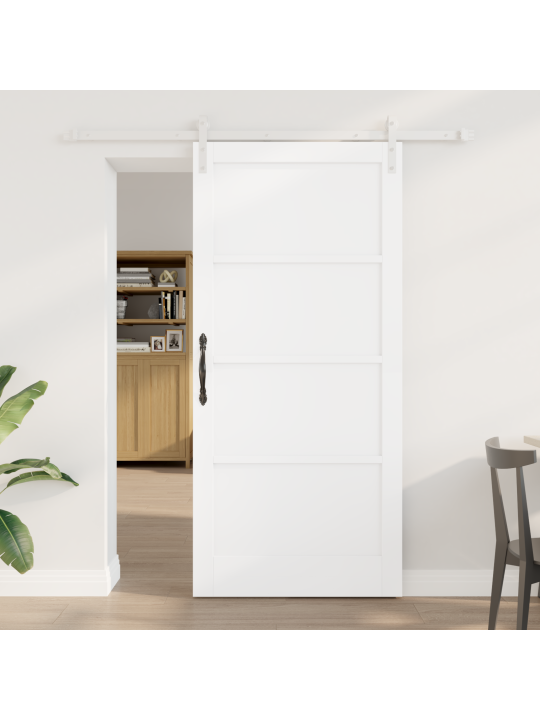 Liuguks koos riistvarakomplektiga valge 93x202 cm massiivpuust soome