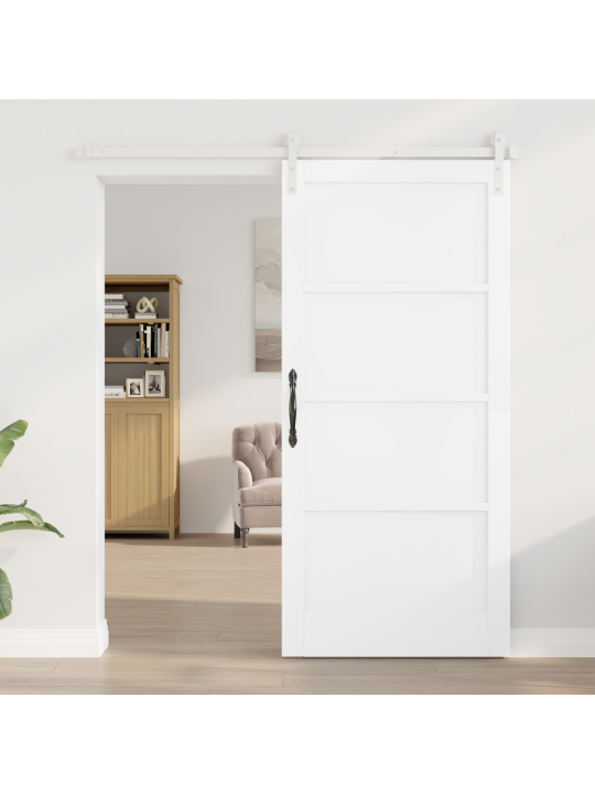 Liuguks koos riistvarakomplektiga valge 93x202 cm massiivpuust soome