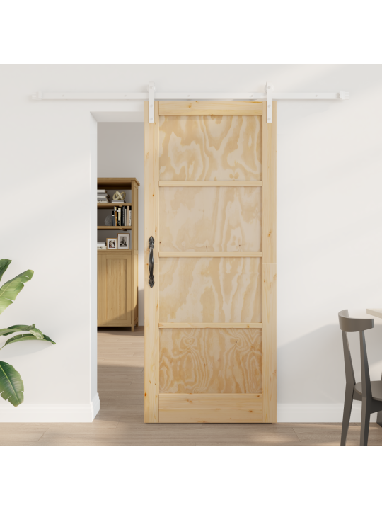 Libisev uks koos tarvikute komplektiga 83x202 cm massiivpuust männi