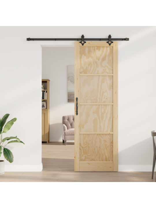 Libistatav uks riistvarakomplektiga 78x232 cm massiivne puidust männipuu