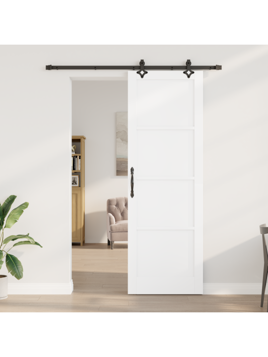 Libisev uks koos riistvarakomplektiga valge 78x232 cm kvaliteetne puidust mänd