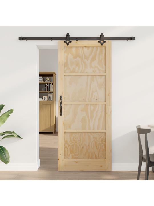 Libisev uks koos riistvarakomplektiga 83x202 cm massiivne männipuit