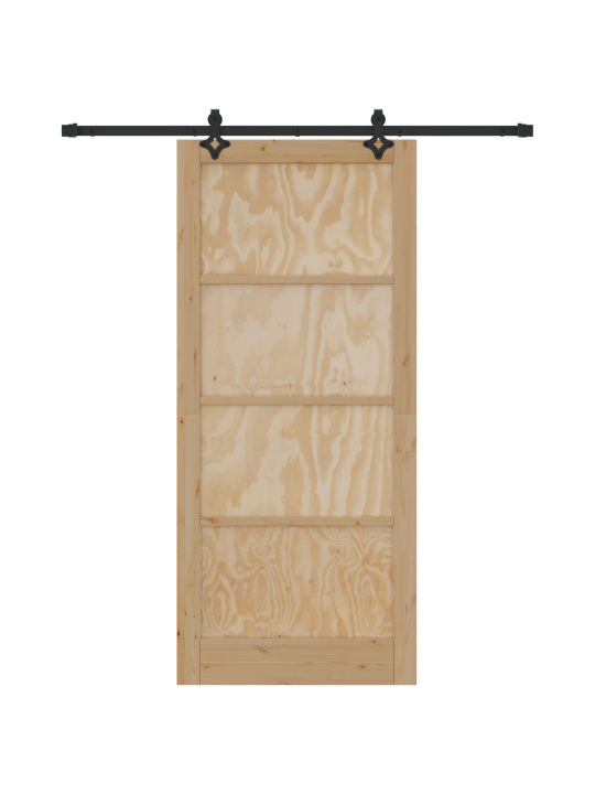 Libisev uks koos seadmete komplektiga 93x211 cm kindlast männipuidust