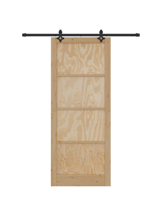 Libisev uks riistade komplektiga 93x232 cm kõvast männist