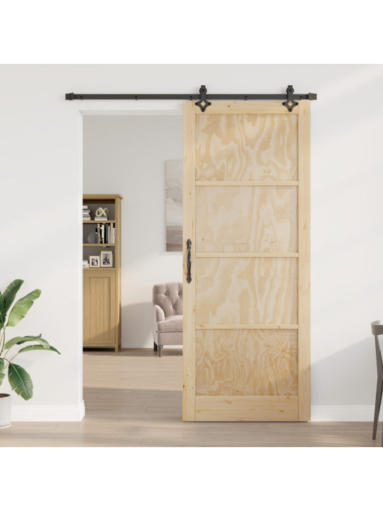Libisev uks riistade komplektiga 93x232 cm kõvast männist
