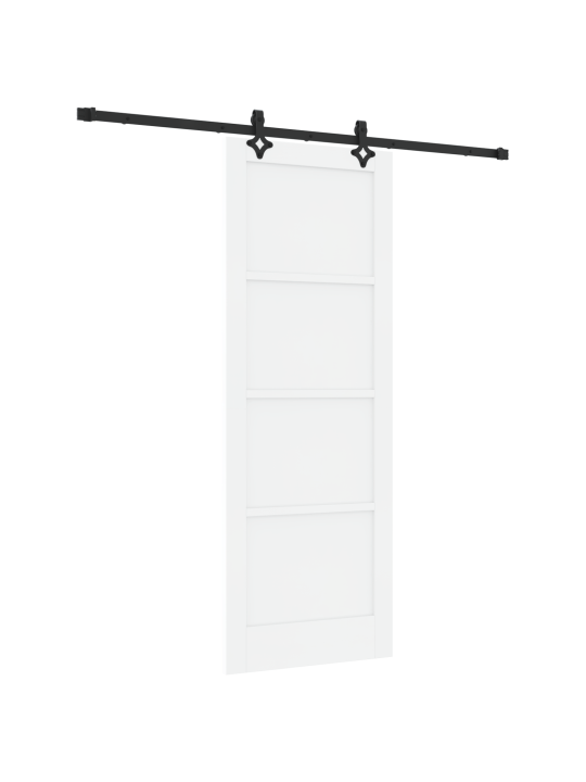 Libisev uks riistvarakomplektiga valge 78x211 cm tugev puit mänd