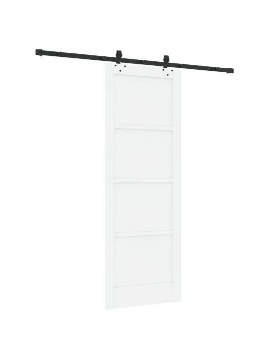 Libisev uks riistvarakomplektiga valge 78x211 cm tugev puit mänd