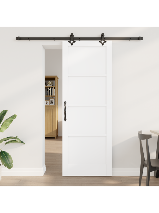 Libisev uks riistvarakomplektiga valge 78x211 cm tugev puit mänd