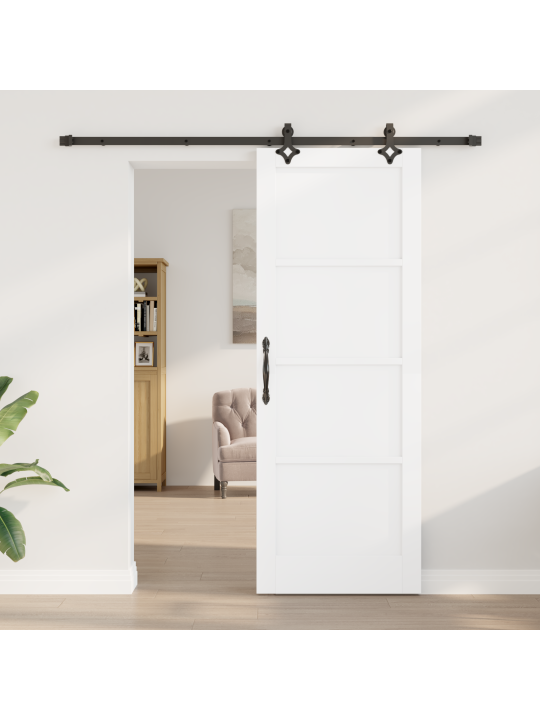 Libisev uks riistvarakomplektiga valge 78x211 cm tugev puit mänd