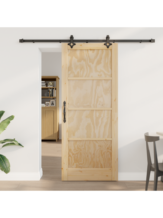 Libisev uks koos komponentide komplektiga 83x202 cm tugev puit mänd