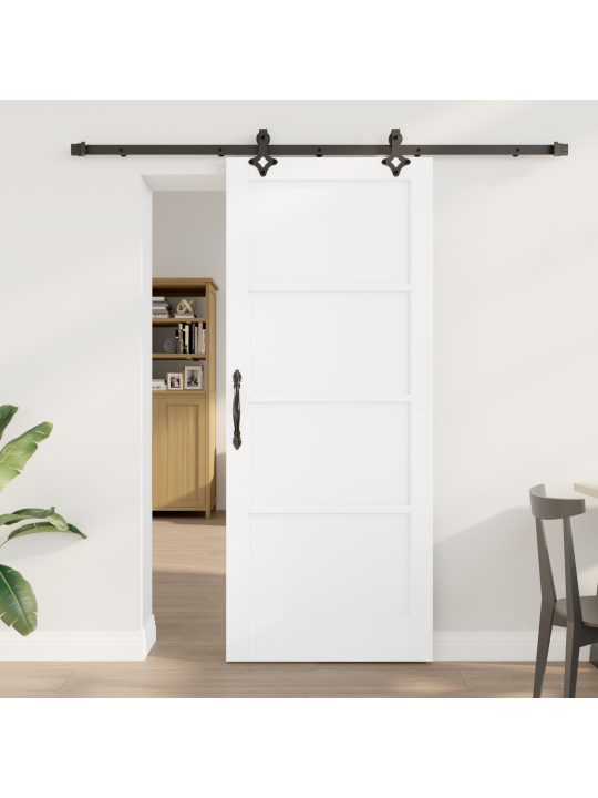 Libisev uks koos tööriistikomplektiga valge 83x202 cm tugev männipuit