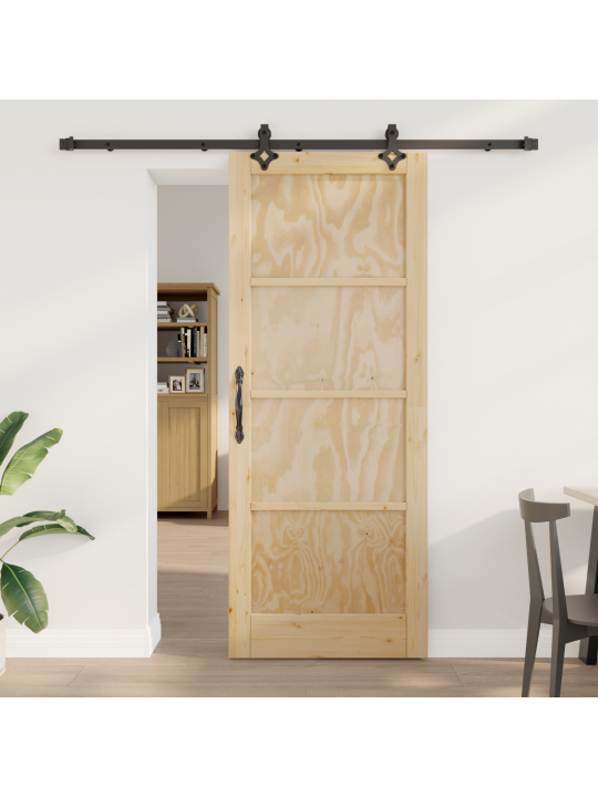 Liuguste uks koos riistvarakomplektiga 83x211 cm massiivne männipuit