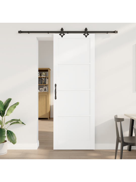 Libisev uks koos sulguritega - valge 83x232 cm kvaliteetsest puidust männist
