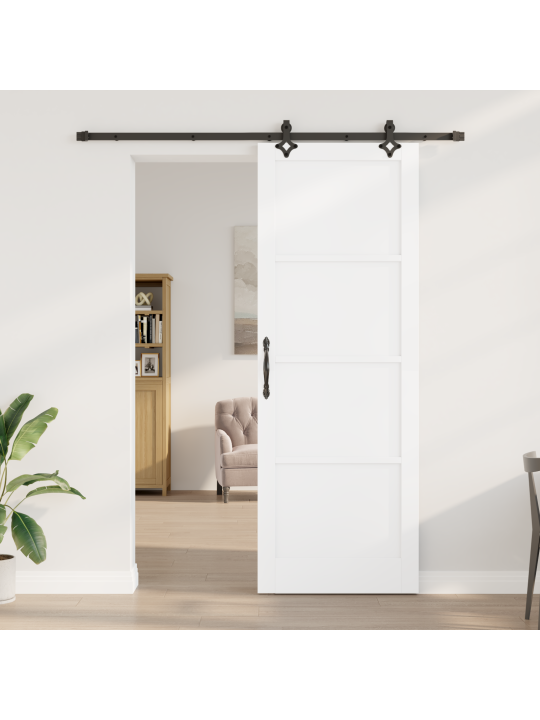 Libisev uks koos sulguritega - valge 83x232 cm kvaliteetsest puidust männist