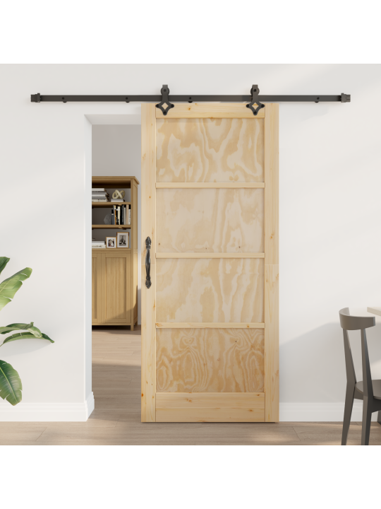Libisev uks riistvarakomplektiga 86x198.5 cm massiivne puu männi