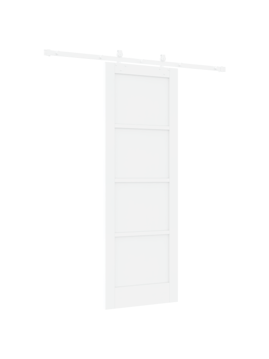 Libisev uks koos riistvarakomplektiga valge 73,5x211 cm kindel männipuit