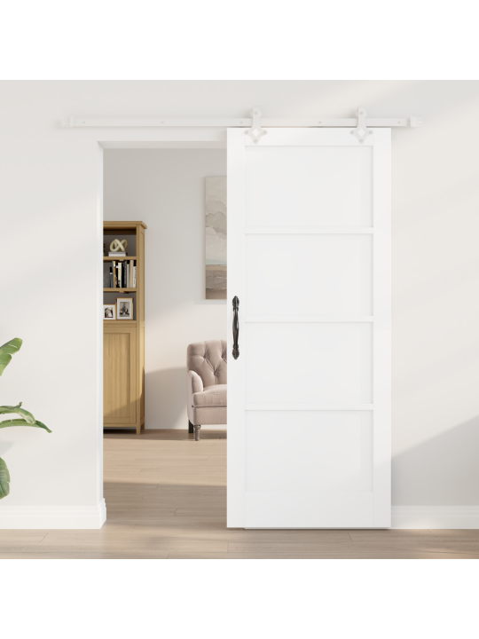 Liuguks koos tarvikute komplektiga valge 83x202 cm tugev puit mänd