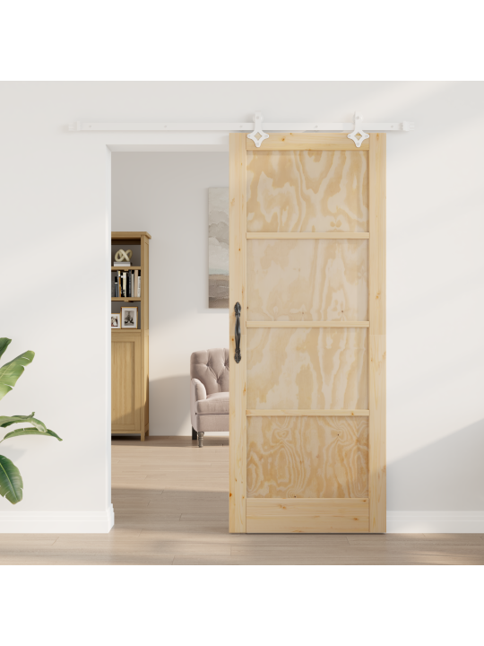 Libisev uks koos süsteemiga 83x211 cm täispuidust männipuit