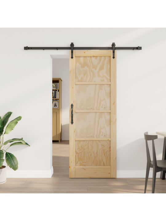 Libisev uks riistvarakomplektiga 73.5x198.5 cm massiivne puidust männist