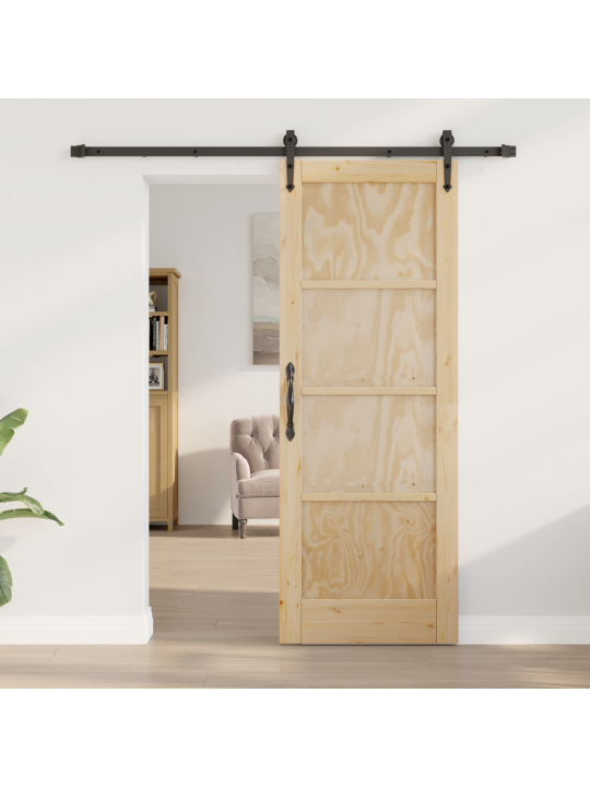 Libisev uks riistvarakomplektiga 73.5x198.5 cm massiivne puidust männist