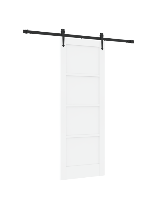 Libisev uks koos riistvarakomplektiga valge 73.5x198.5 cm täispuit männi