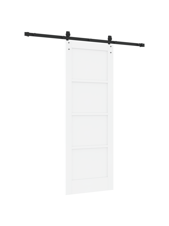 Libisev uks koos riistvarakomplektiga valge 73.5x198.5 cm täispuit männi