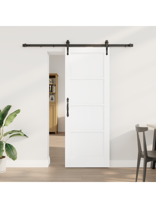 Libisev uks koos riistvarakomplektiga valge 73.5x198.5 cm täispuit männi