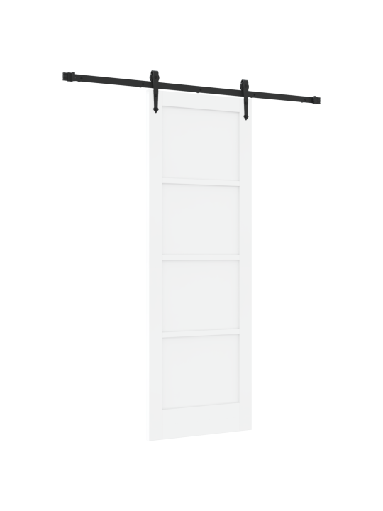 Libisev uks koos varustuskomplektiga valge 73.5x211 cm tahke puidu mänd