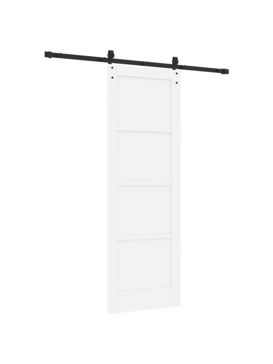 Libisev uks koos varustuskomplektiga valge 73.5x211 cm tahke puidu mänd